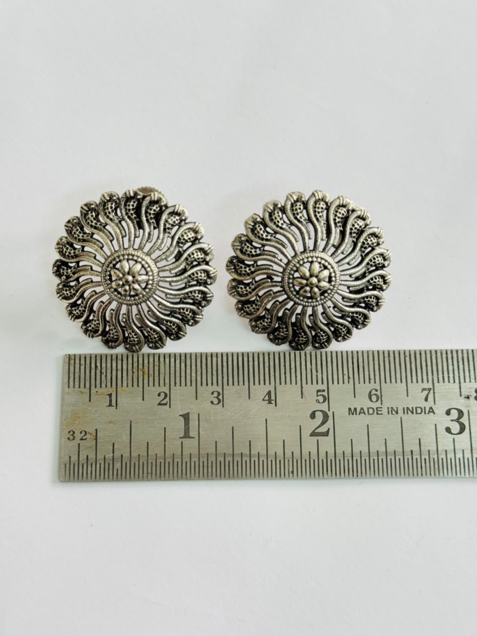 Sunburst Oxidized Silver Studs