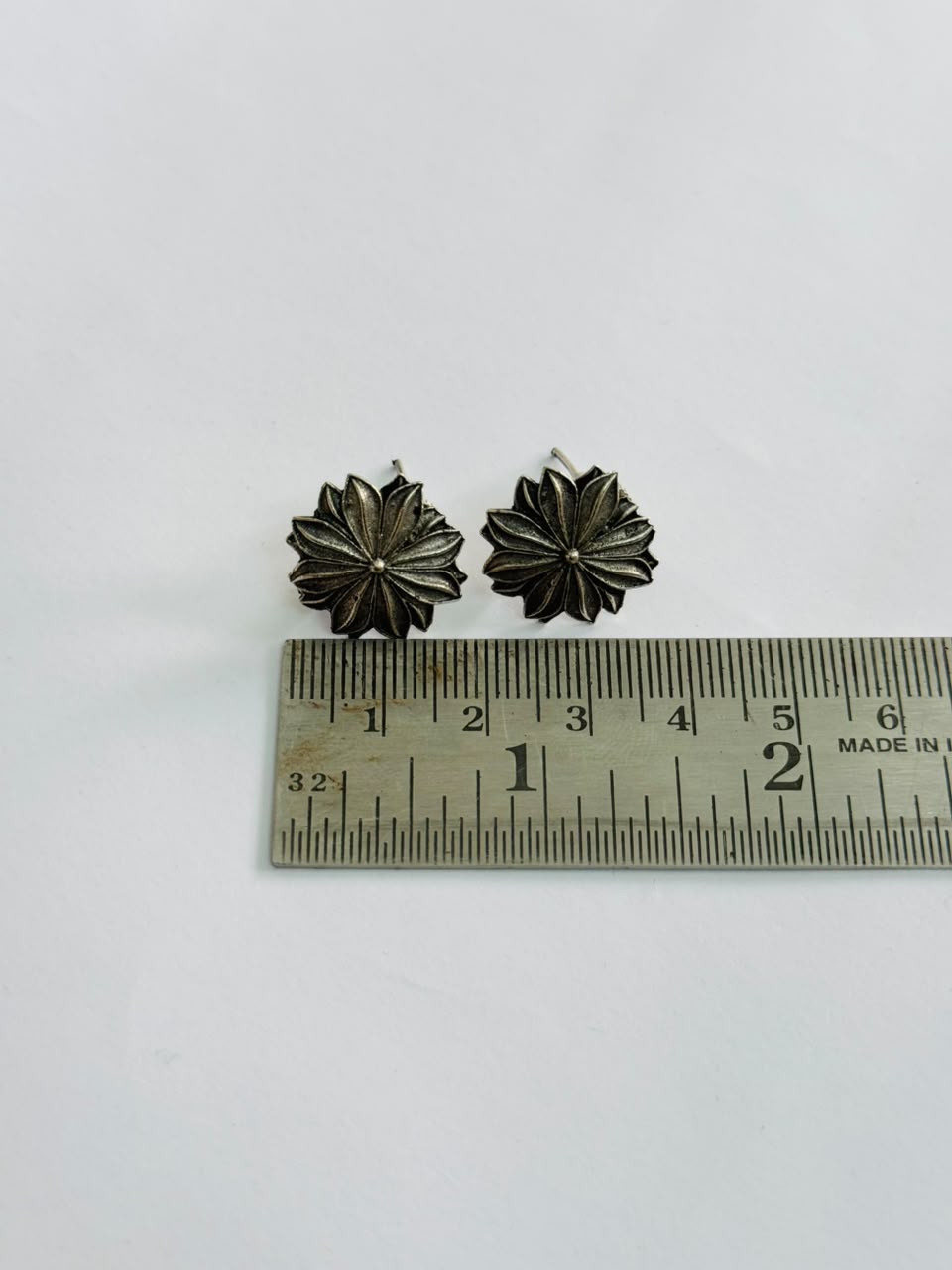 Lotus Bloom Oxidized Silver Studs