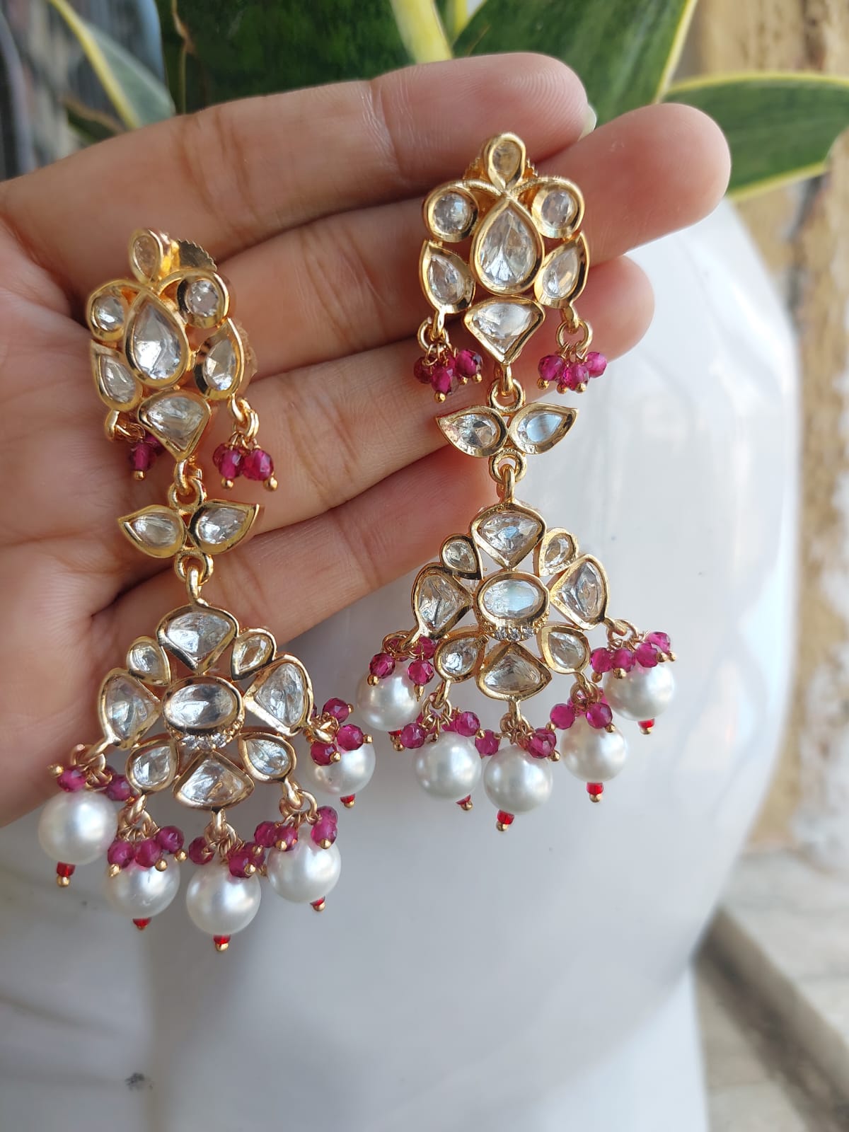 Uncut polki long Earring