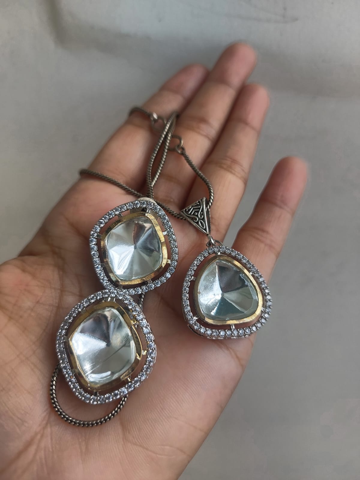 Polki pendent with earring