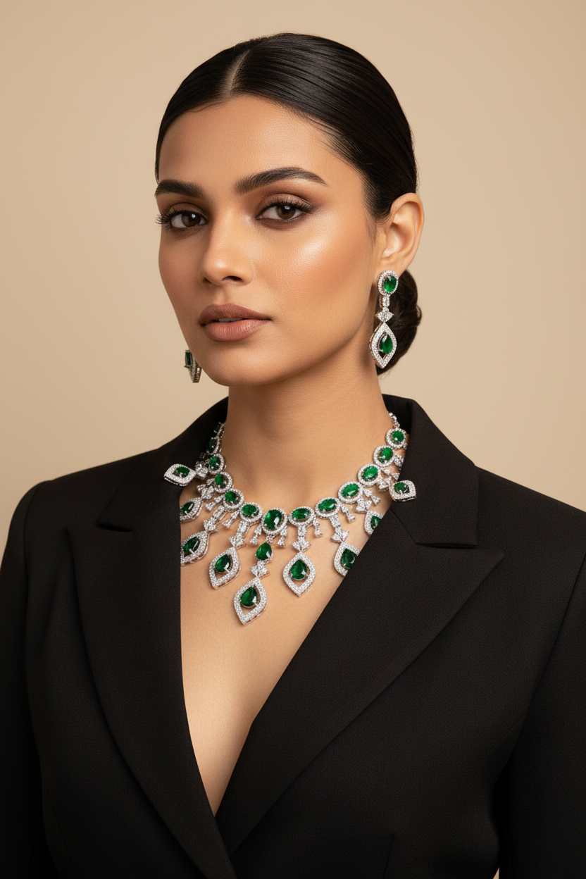 Green american diamond Necklace