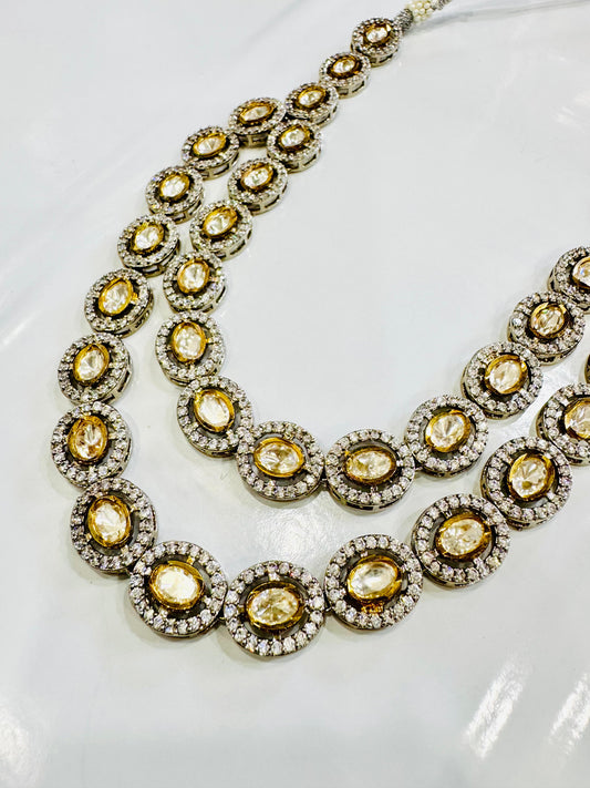 Uncut polki collar necklace