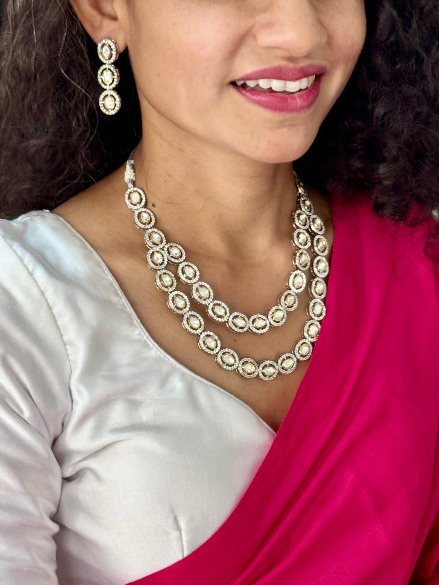 Uncut polki collar necklace