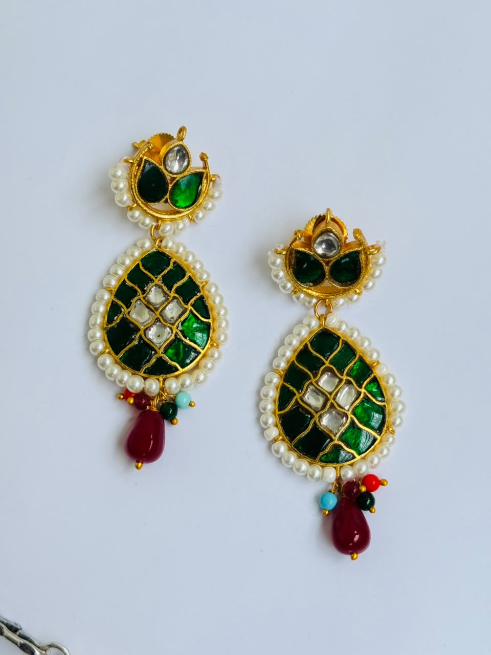 Emerald Meenakari Layered Necklace Set