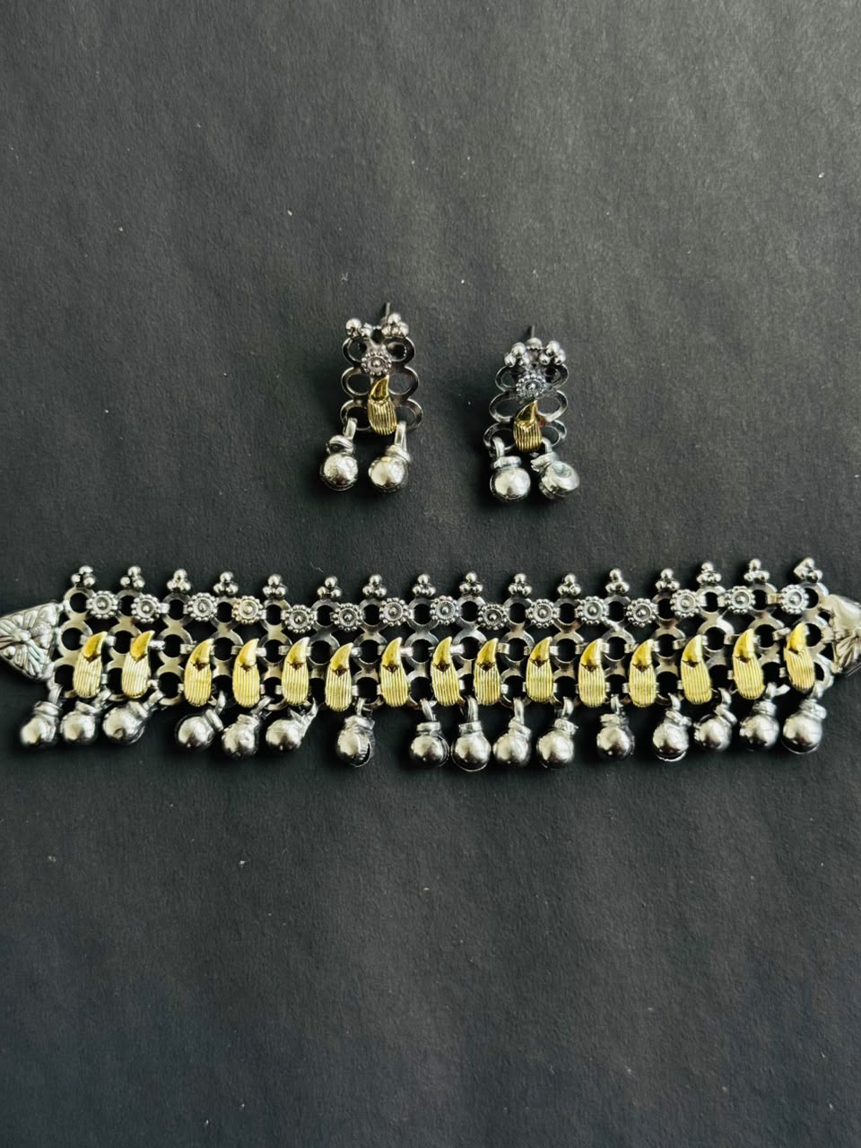 Oxidized Silver Choker Set