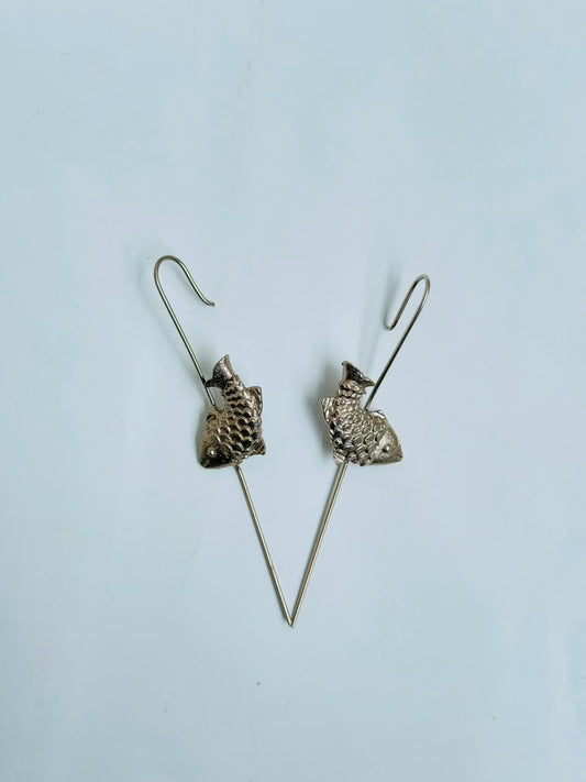 ear pin earcuff fish silver