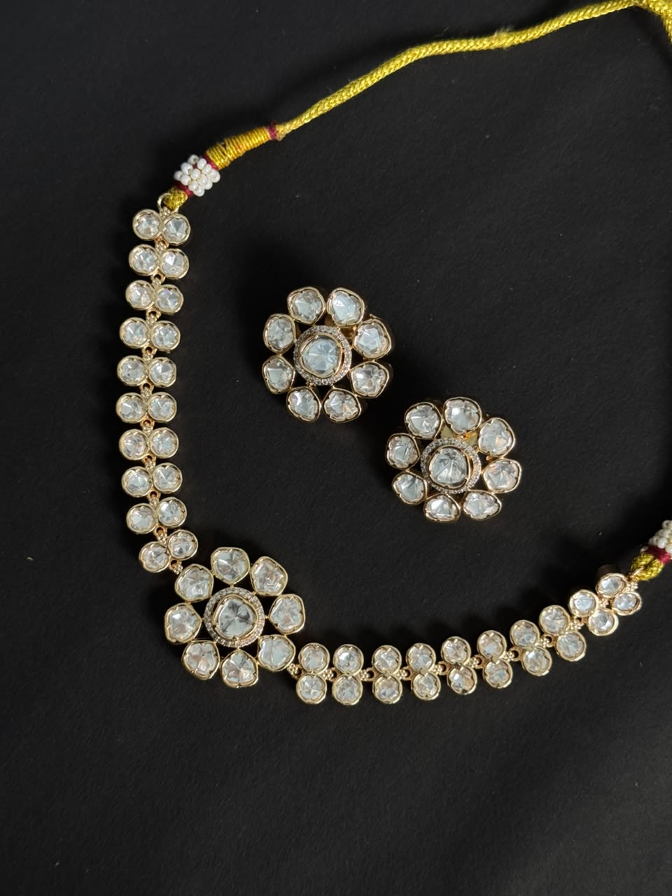 Crystal Bloom Kundan Necklace Set