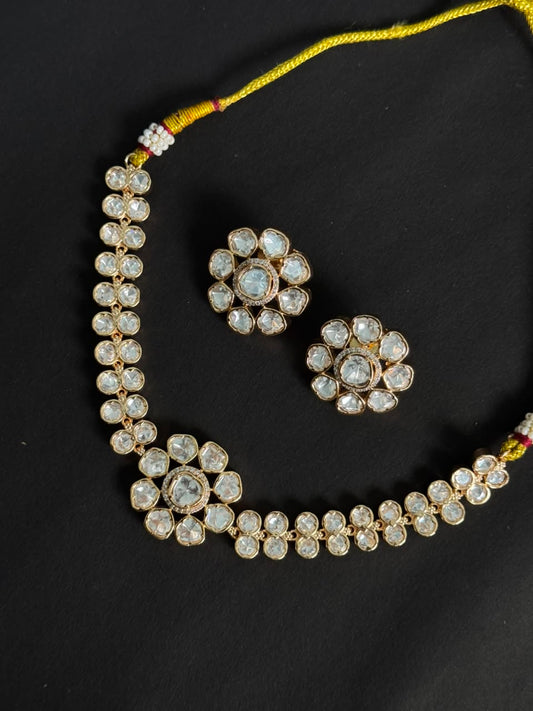 Crystal Bloom Kundan Necklace Set