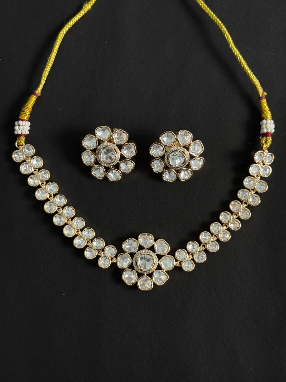 Crystal Bloom Kundan Necklace Set