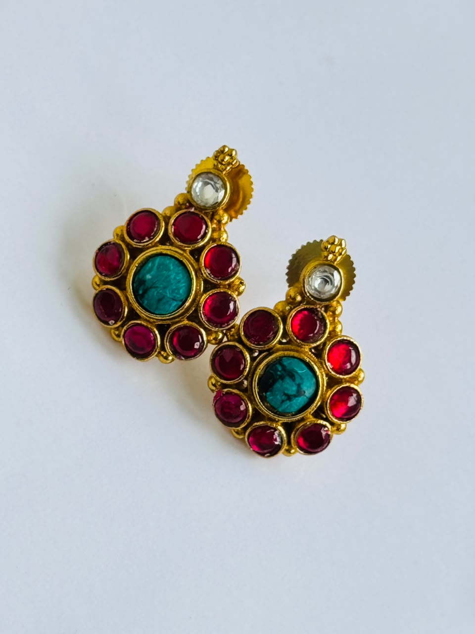 Ruby & Turquoise Floral Necklace Set