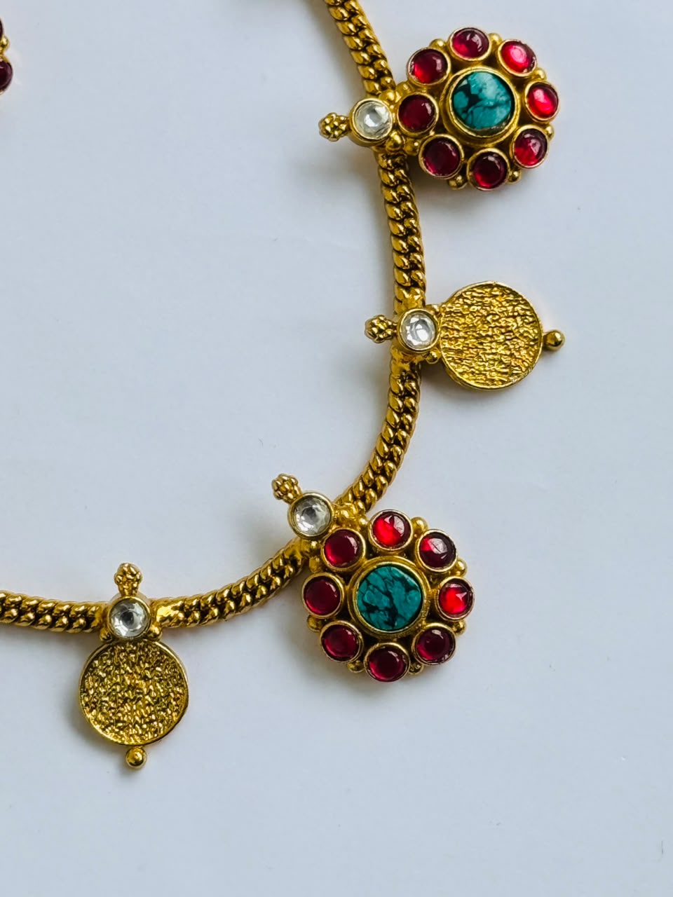 Ruby & Turquoise Floral Necklace Set