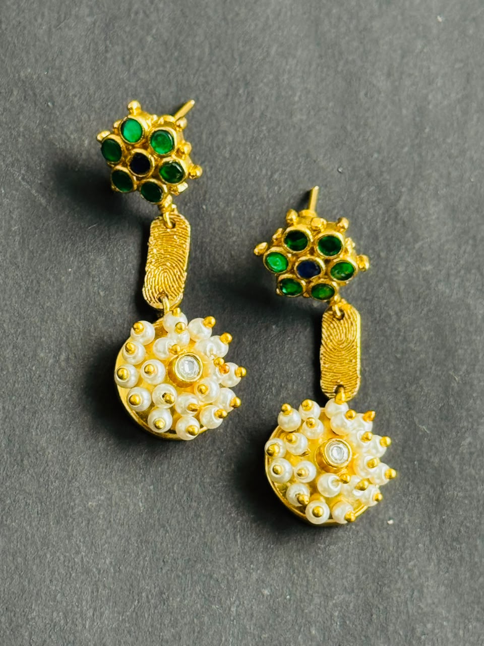 Emerald Pearl Floral Necklace Set