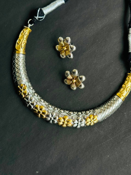 Floral Heritage Dual-Tone Necklace Set