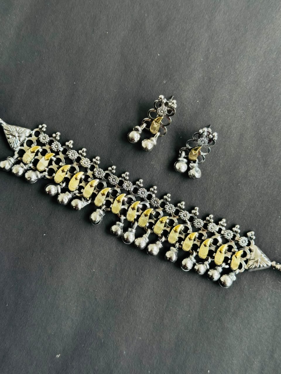 Oxidized Silver Choker Set