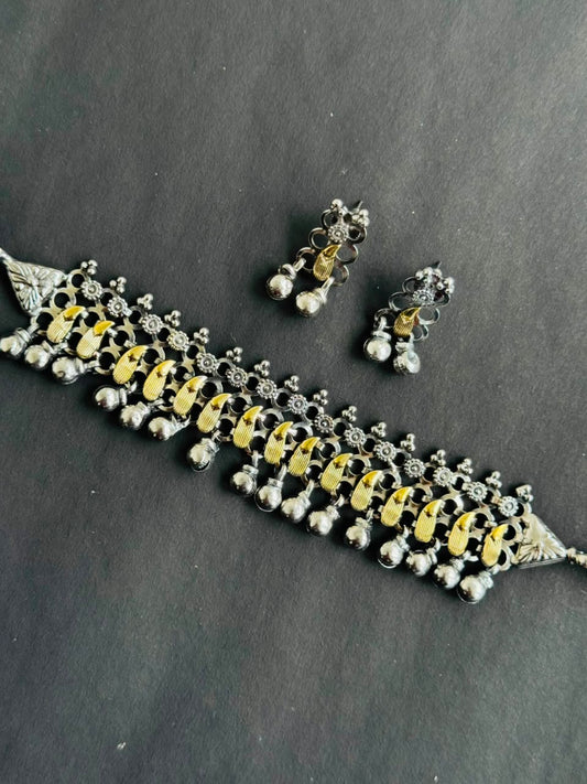 Oxidized Silver Choker Set