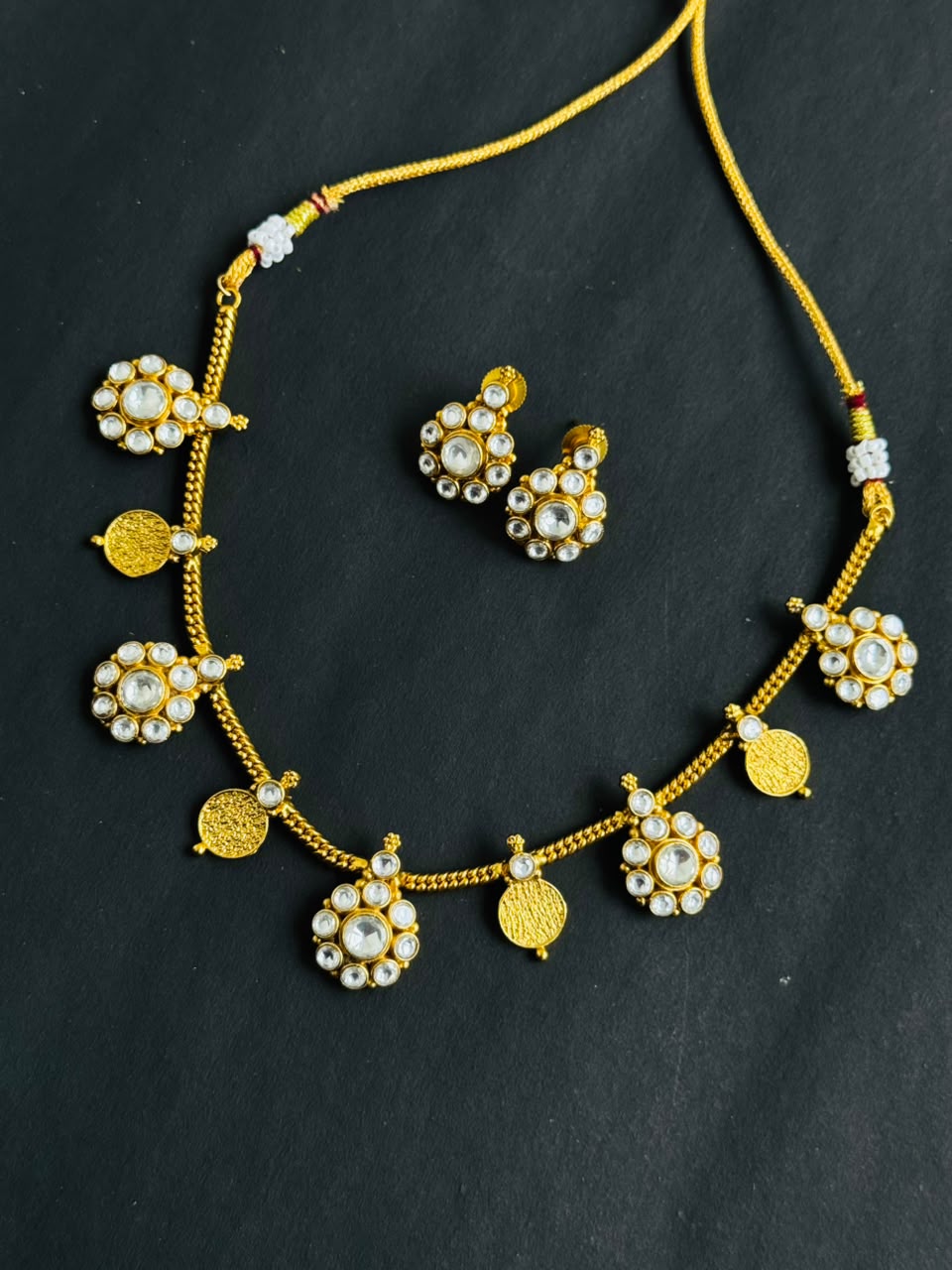 Pearl Halo Gold Necklace Set