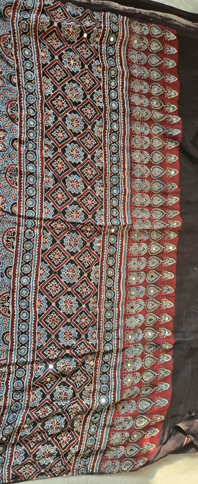 AJRAKH MIROOR WORK MODAL SILK SAREE