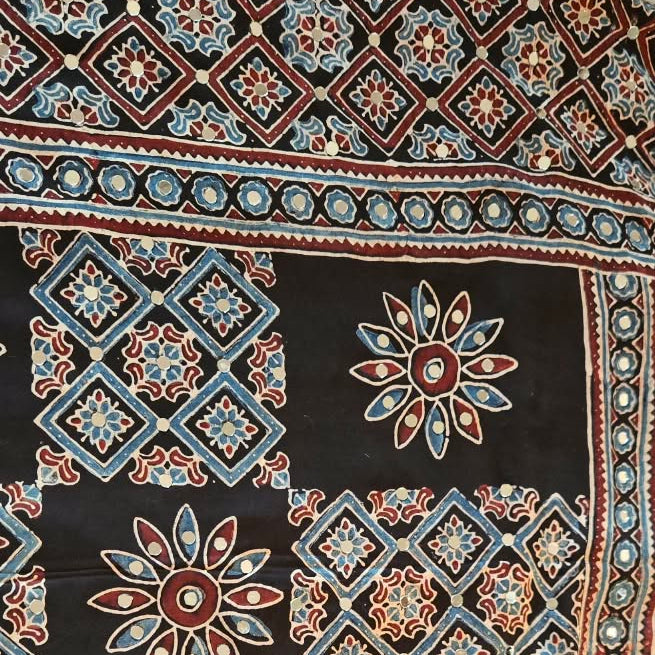 AJRAKH MIROOR WORK MODAL SILK SAREE