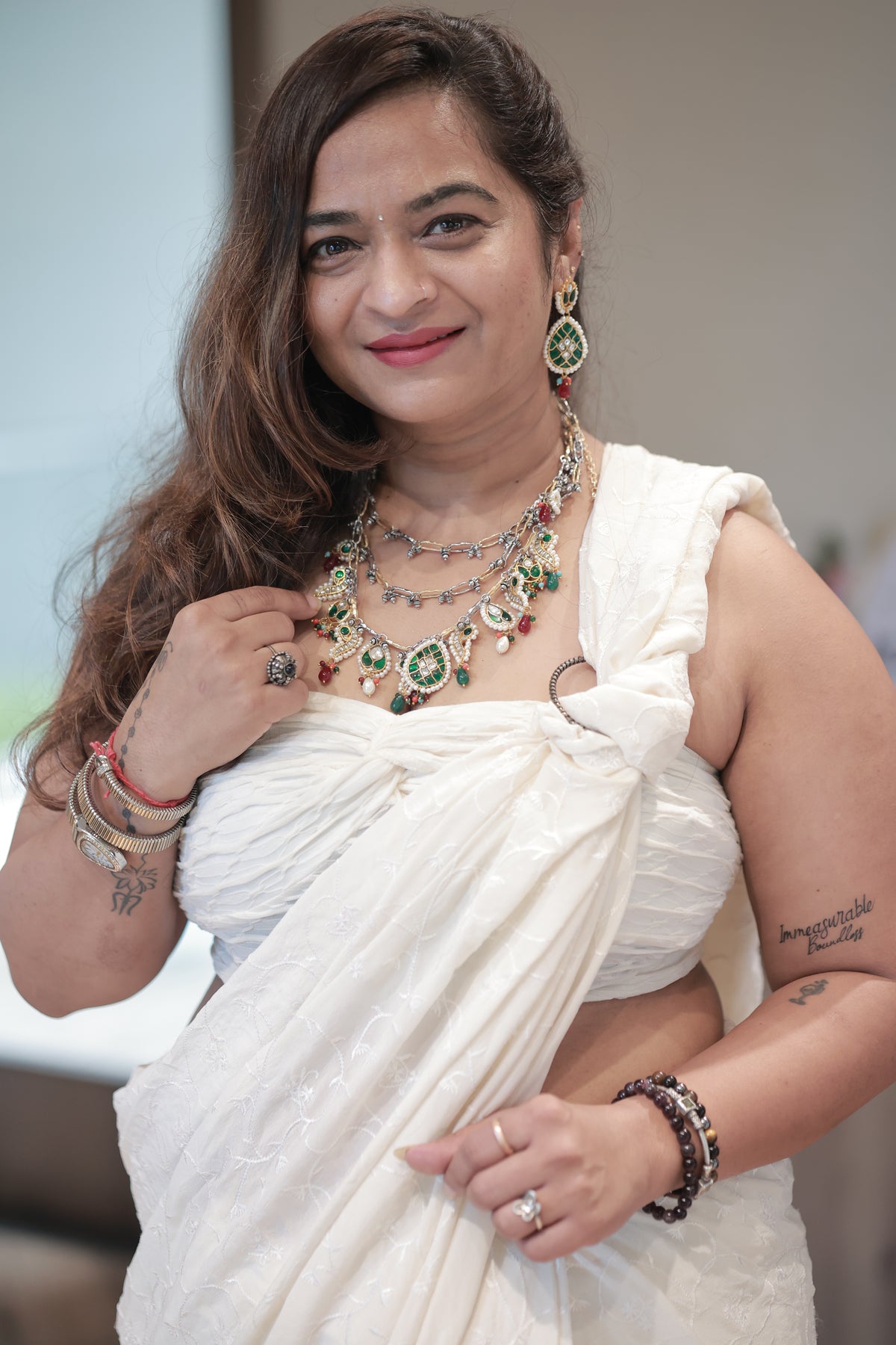 Emerald Meenakari Layered Necklace Set
